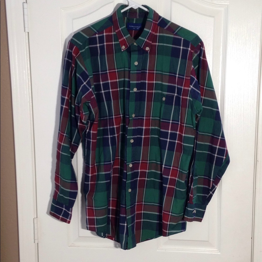 FINAL MARKDOWN Men's Towncraft LS Button Down Plaid shirt medium